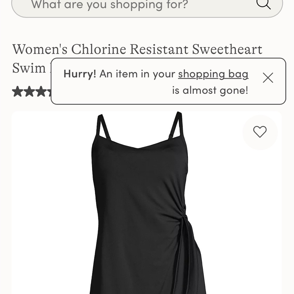 Lands' End Black One-Piece Sweetheart Swim